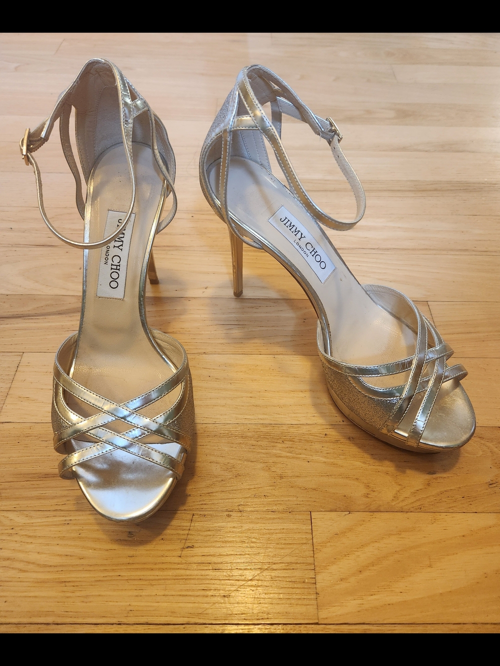 Jimmy Choo Laurita Metallic Platform Sandals Sz 39
